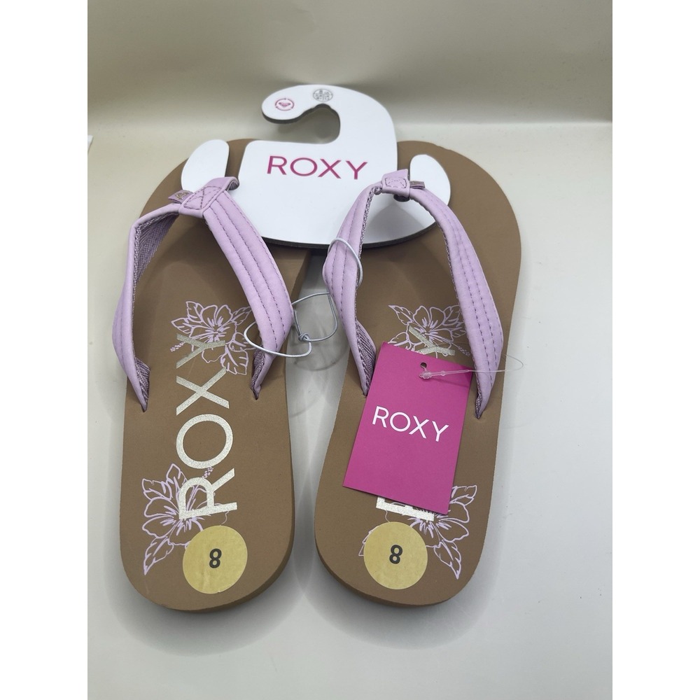 Roxy Women's Flip Flops Beach Sandals Size 8 Tan/pink